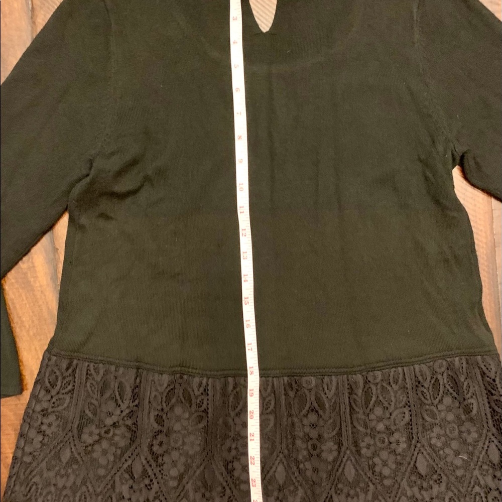 Loft Black 3/4 sleeve top lace overlay sz M - Picture 4 of 6